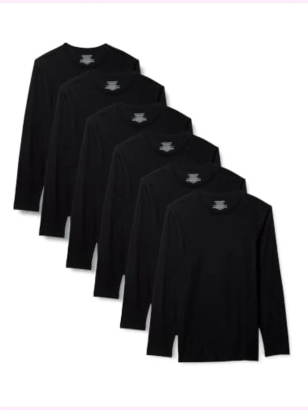 Men's Slim Fit Crewneck Undershirts 6 Pack Cotton Long Sleeve